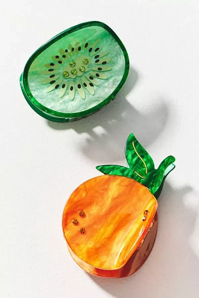 Frasier Sterling Fruit Claw Clips, Set Of 2 In Orange