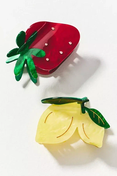 Frasier Sterling Fruit Claw Clips, Set Of 2 In Pink