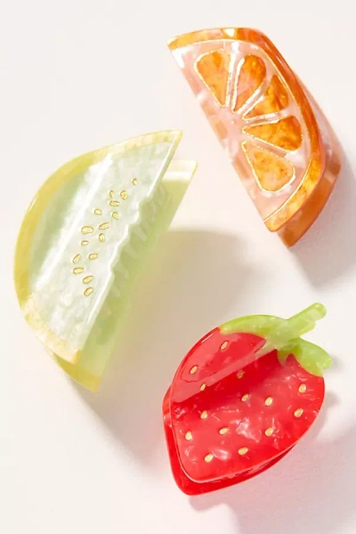 Frasier Sterling Fruit Icon Hair Claw Clips, Set Of 3 In Orange