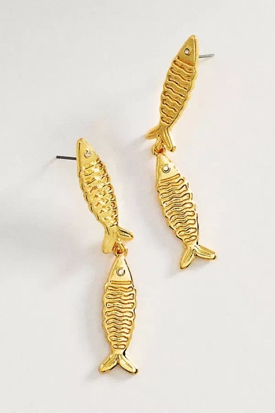 Frasier Sterling Gone Fishing Earrings In Gold