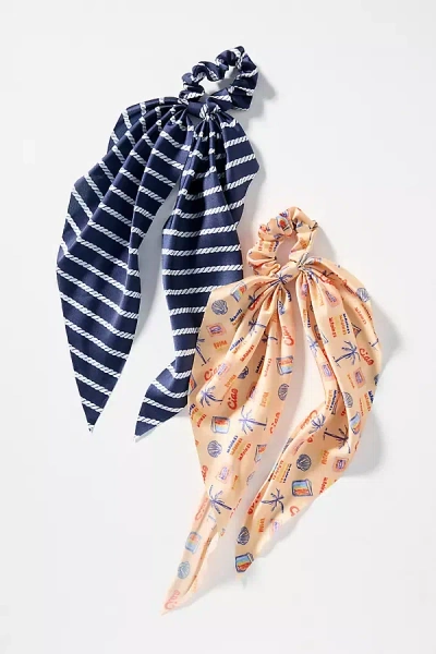 Frasier Sterling Hair Scarf Scrunchies, Set Of 2 In Multi