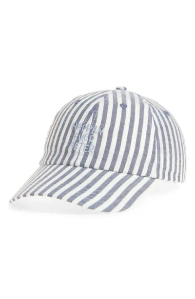 Frasier Sterling Happy Ever After Stripe Cotton Canvas Baseball Cap In Gray