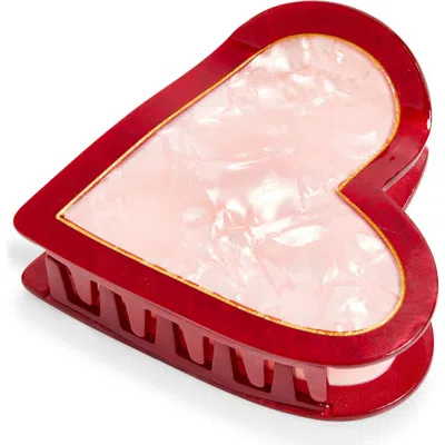 Frasier Sterling Heart Claw Clip In Pink