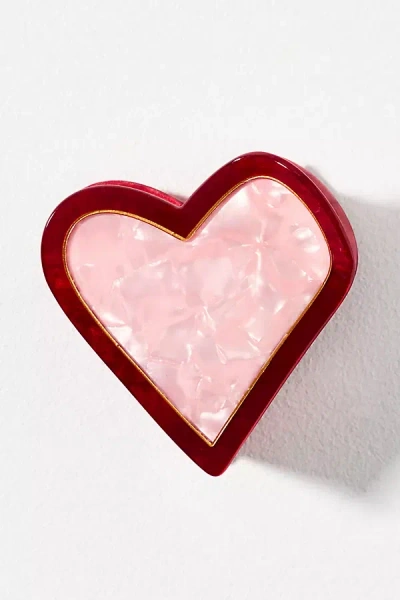 Frasier Sterling Heart Hair Claw Clip In Red