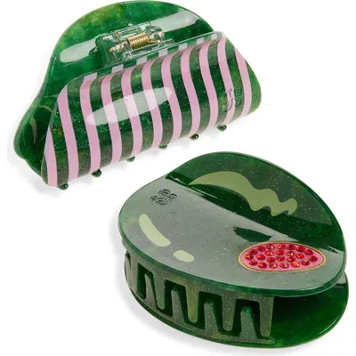 Frasier Sterling Hors D'oeuvre Set Of 2 Claw Clips In Green