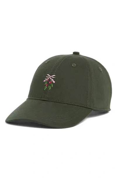 Frasier Sterling Mistletoe Embroidered Baseball Cap In Green