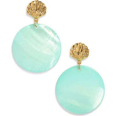Frasier Sterling Oahu Shell Drop Earrings In Aqua