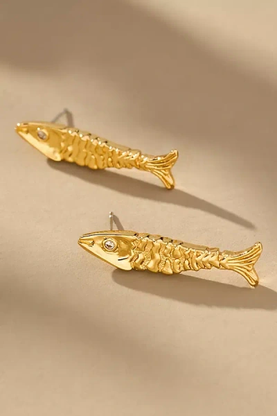 Frasier Sterling Offshore Fish Post Earrings In Gold
