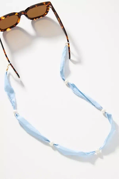 Frasier Sterling Pearl Ribbon Sunglasses Chain In Blue