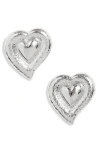 Frasier Sterling Praque Heart Shaped Earrings In Silver