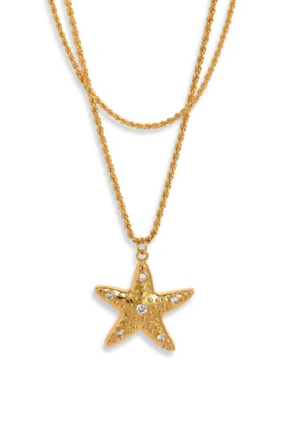 Frasier Sterling Sea Star Layered Pendant Necklace In Gold