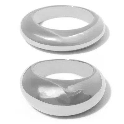 Frasier Sterling Seaglass Ring Duo In Silver In Metallic