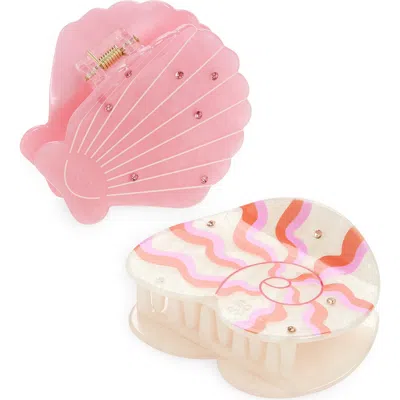 Frasier Sterling Shell Beach Set Of 2 Claw Clips In Pink
