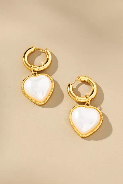 Frasier Sterling Soulmate Pearl Heart Huggie Earrings In White
