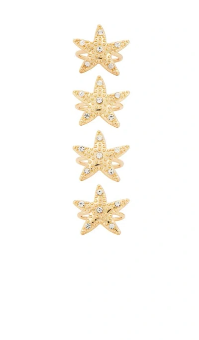 Frasier Sterling Starfish Napkin & Ring Set In Gold