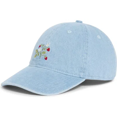 Frasier Sterling Strawberry Fields Embroidered Baseball Cap In Light Blue