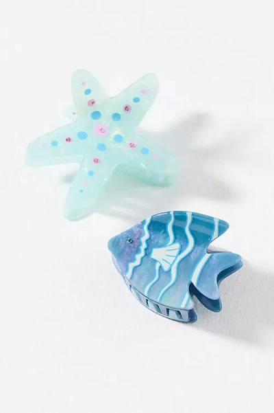 Frasier Sterling Summer Claw Clips, Set Of 2 In Blue