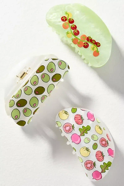 Frasier Sterling Veggie Hair Claw Clips, Set Of 3 In White
