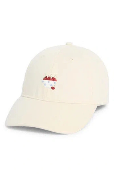 Frasier Sterling Very Cherry Canvas Adjustable Baseball Cap In White