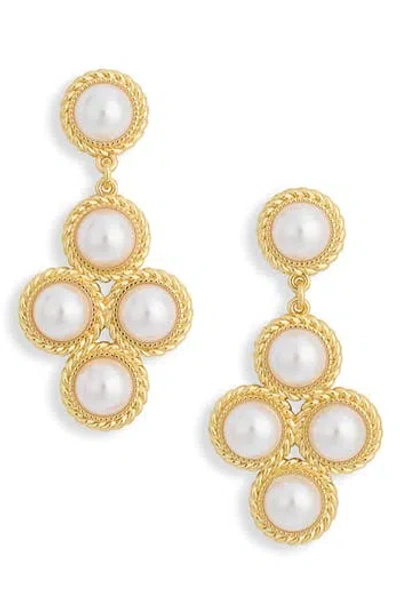 Frasier Sterling Windsor Faux Pearl Drop Earrings In Metallic
