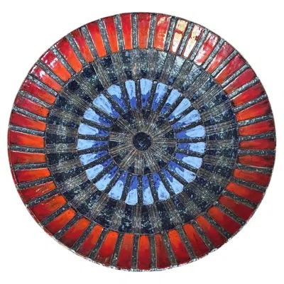 Pre-owned Fratelli Fanciullacci Large Italian Mid-century Majolica Platter In Black