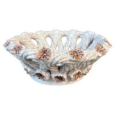 Pre-owned Fratelli Fanciullacci Vintage Italian Braided Ceramic Bowl By , 19.5" In Gray