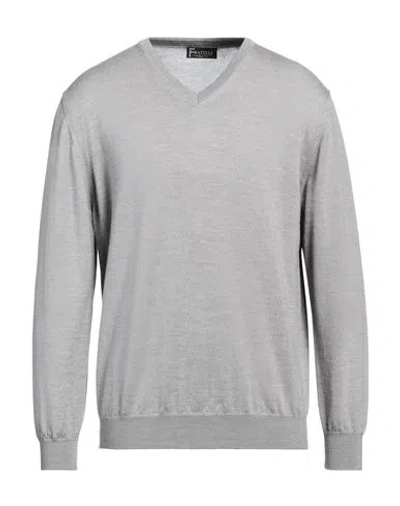 Fratelli Man Sweater Grey Size L Wool In Gray