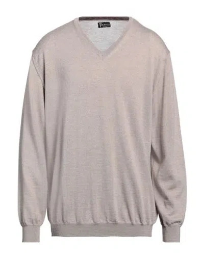 Fratelli Man Sweater Light Brown Size 3xl Wool In Neutral