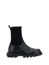 Fratelli Rossetti Leather Sidney Brogue Booties With Suede Sock Detail In Black