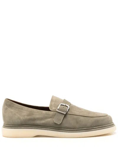 Fratelli Rossetti Buckled Suede Loafers In Green