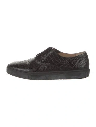 Pre-owned Fratelli Rossetti Embossed Leather Animal Print Loafer Sneakers In Black