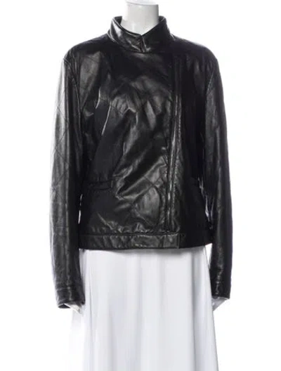 Pre-owned Fratelli Rossetti Lamb Leather Biker Jacket In Black