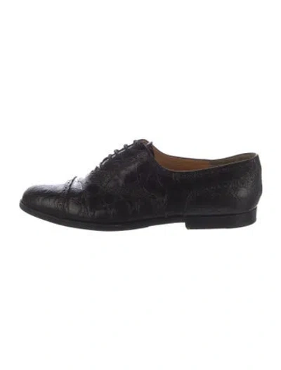 Pre-owned Fratelli Rossetti Leather Animal Print Brogues In Black