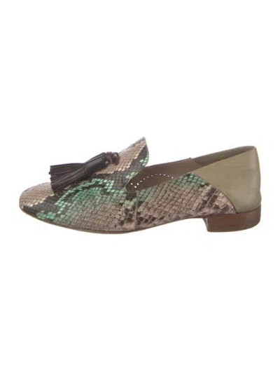 Pre-owned Fratelli Rossetti Leather Animal Print Loafers In Neutral