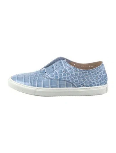 Pre-owned Fratelli Rossetti Leather Animal Print Sneakers In Blue/white
