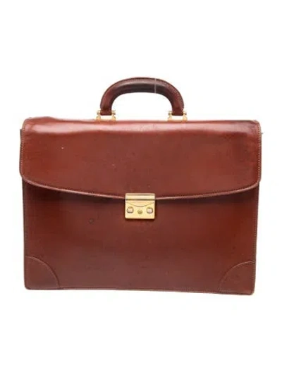 Pre-owned Fratelli Rossetti Leather Briefcase In Burgundy
