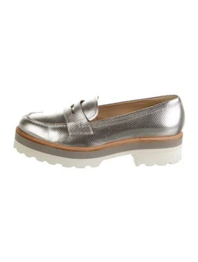 Pre-owned Fratelli Rossetti Leather Colorblock Pattern Loafers In Silver