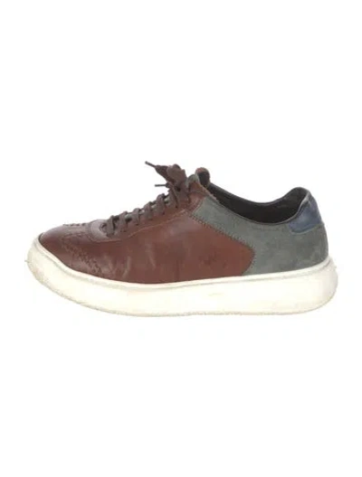 Pre-owned Fratelli Rossetti Leather Colorblock Pattern Sneakers In Brown