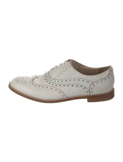 Pre-owned Fratelli Rossetti Leather Eyelet Trim Oxfords In White