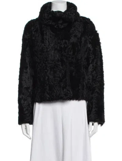 Pre-owned Fratelli Rossetti Leather Faux Fur Jacket In Black
