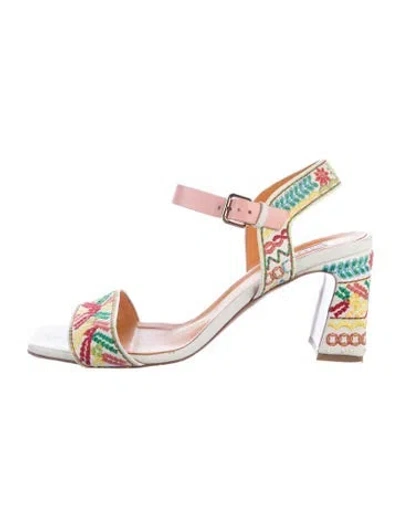 Pre-owned Fratelli Rossetti Leather Floral Print Sandals In Neutrals