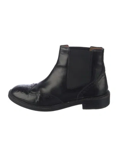 Pre-owned Fratelli Rossetti Leather Lasercut Accents Chelsea Boots In Black