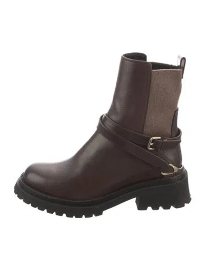 Pre-owned Fratelli Rossetti Leather Moto Boots In Brown