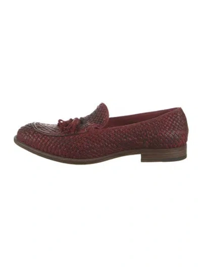 Pre-owned Fratelli Rossetti Leather Patterned Loafers In Burgundy