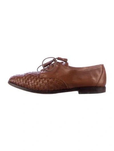 Pre-owned Fratelli Rossetti Leather Patterned Oxfords In Brown