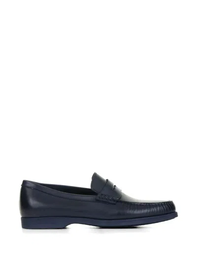 Fratelli Rossetti Leather Penny Loafers In Blue