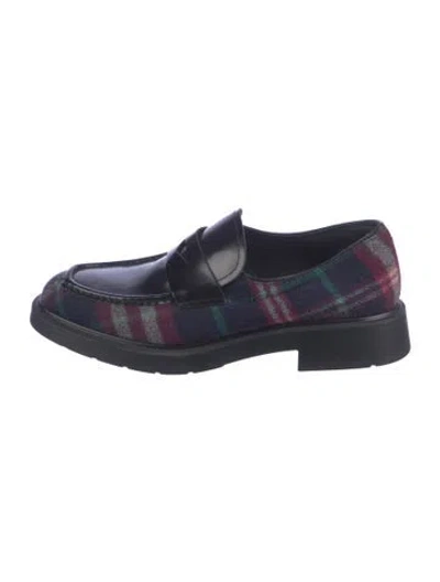 Pre-owned Fratelli Rossetti Leather Plaid Print Loafers In Blue