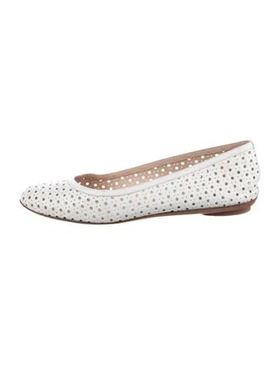 Pre-owned Fratelli Rossetti Leather Polka Dot Print Ballet Flats In White