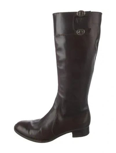 Pre-owned Fratelli Rossetti Leather Riding Boots In Brown
