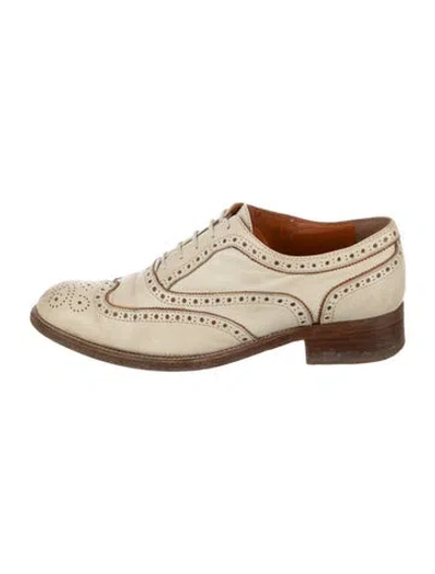 Pre-owned Fratelli Rossetti Leather Tweed Pattern Oxfords In Neutrals